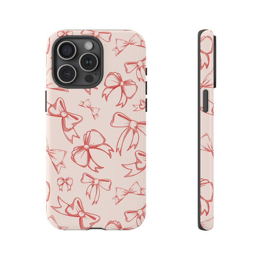 Aesthetic Light Pink Ribbons and Bows Tough Phone Case